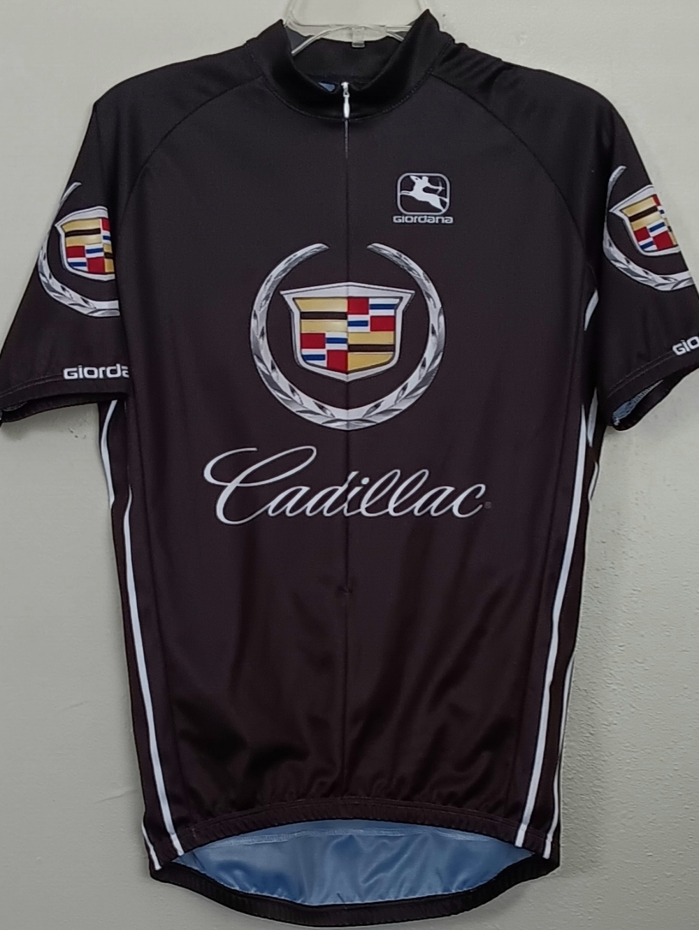 Giordana Cadillac  Team Black Cycling Jersey 1/4 Zip  Sz M 3-48 Made In Italy